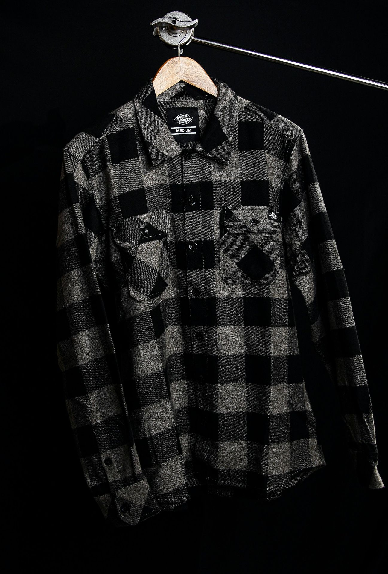 black and gray checkered dress shirt